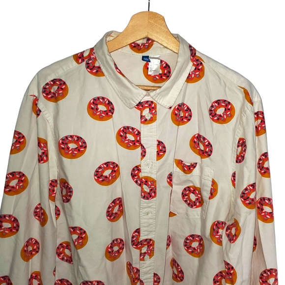 Men's Cut - H&M Divided Blue All Over Donut Print Button Down - Picture 3 of 12